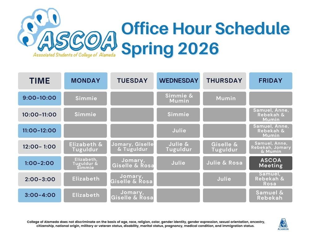 ASCOA Spring 2026 Office Hours